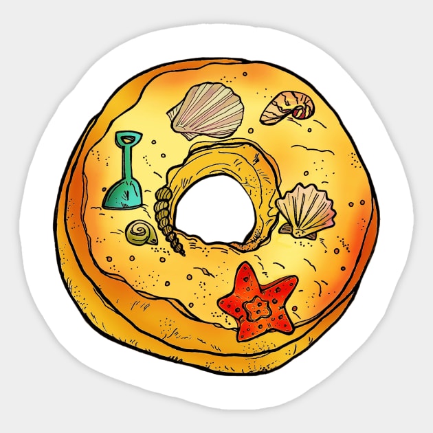 Beach Donut Sticker by minniemorrisart